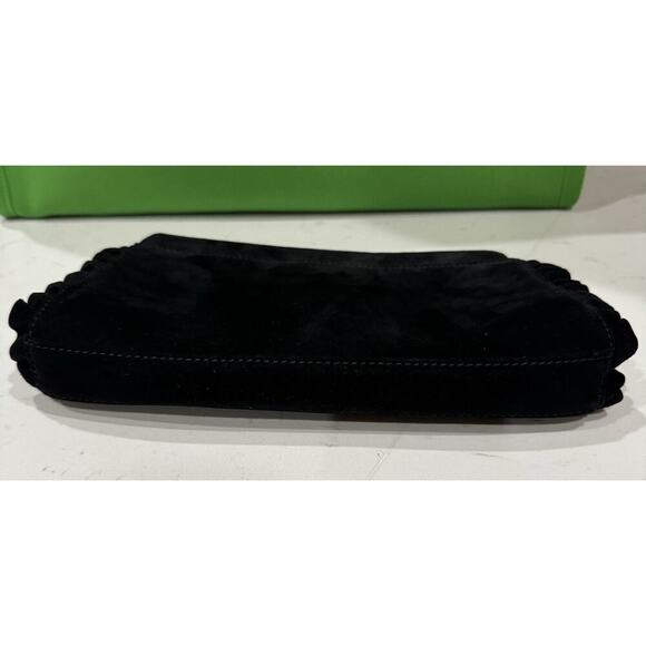 Talbots Black Leather Clutch Ruffle Trim - Picture 5 of 5